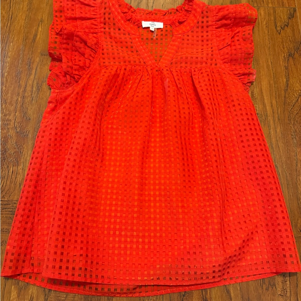 Entro Bright Red Ruffle Sleeve Dress